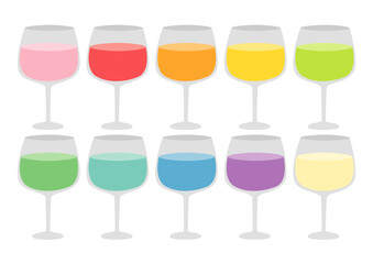 カクテルの入ったグラスのイラストのセット_5
