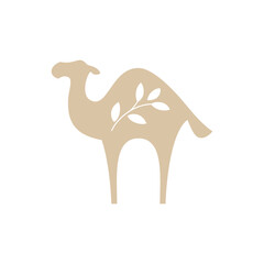 camel and leaves, vector icon illustration
