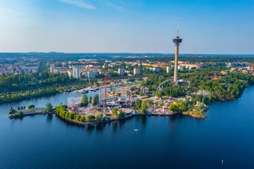 Papier Peint photo Parc dattractions Panorama view of Särkänniemi amusement park in Tampere, Finland