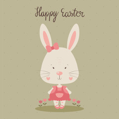 Happy Easter. Cute little easter bunny. Easter greeting card