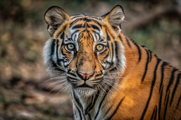 Fototapeta na wymiar image focused on a beautiful tiger in nature.