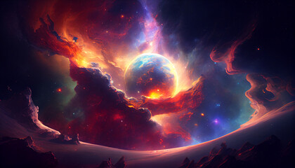 Obraz na płótnie Canvas Cosmic cloud storm background. Generative Ai.