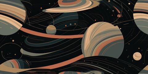 Fototapeta na wymiar Planets wallpaper, repeating pattern Space wallpaper, repeating pattern