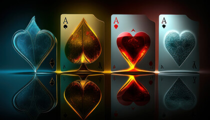 Luxurious playing card on the table with dark background. Generative AI