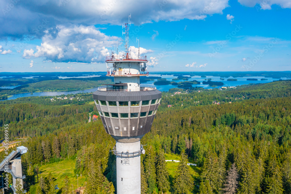 Wall mural Puijo tower in Finnish town Kuopio