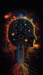 Obraz premium AI technology neural network background image,Generative AI