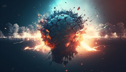 Exploding artificial intelligence concept background image,Generative AI