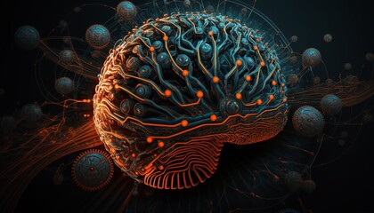 Technology neural network background image,Generative AI