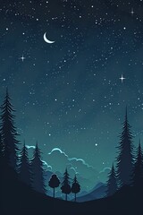 2D flat night sky pattern background,Generative AI