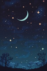 Obraz na płótnie Canvas 2D flat night sky pattern background,Generative AI