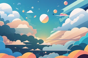 2D flat sky pattern background,Generative AI