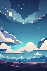 2D flat sky pattern background,Generative AI