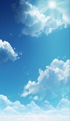 blue sky white clouds pure sky material background,Generative AI