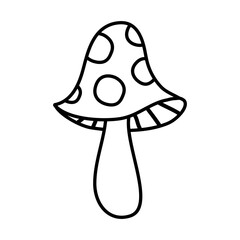 Vector retro groovy outline mushroom isolated on white background
