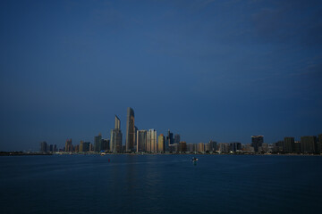 the city of Abu Dhabi. Abu Dhabi beach at sunset. urban landscape.