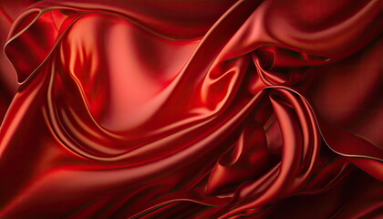 Obraz premium red silk of fabric background, luxury texture, Made by AI,Artificial intelligence