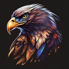 Fototapeta premium Eagle portrait sticker. Generative AI