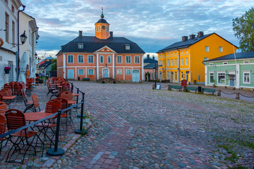 Sunrise view of Old town hall in Finish town Porvoo