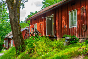 Residential buildings of old factory in Fiskars, Finland