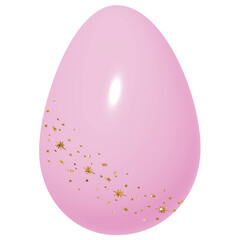 Light Pink 3D Easter Egg with Gold Glitter Stars