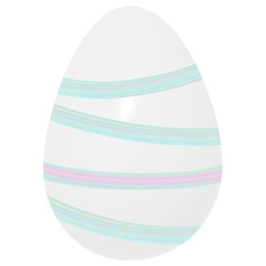 White 3D Easter Egg with Painted Stripes