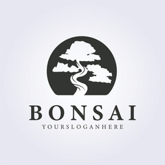 Logo with the silhouette of a road with bonsai tree - logo design concept