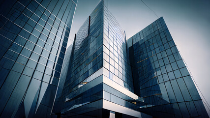 Obraz na płótnie Canvas Low angle image of contemporary office tower
