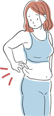 脇腹のぜい肉が気になる女性のイラスト素材