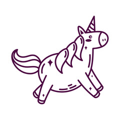 Cheerful unicorn mascot runs