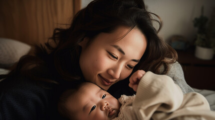 Beautiful oriental woman mother with her toddle. Adorable image, mothers and children, family photography, family portraits, maternity photography, mother, baby, child, family, love.