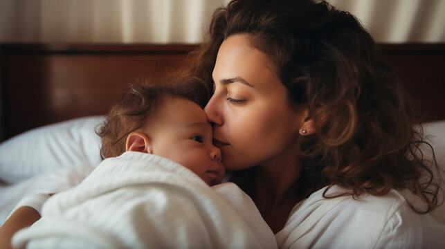 Young mom and her toddler sleeping. Maternity photography, family portraits, maternity, children´s photography.