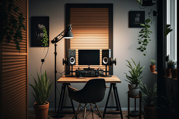 A small podcast studio, Generated by AI