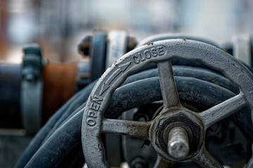 Rotary airlock valves on a blurred background