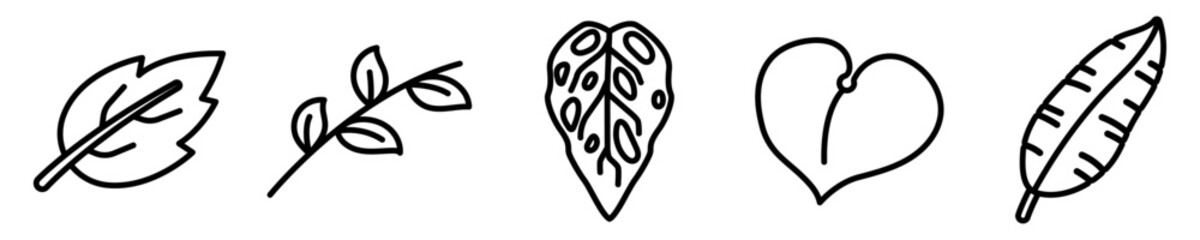 Conjunto de iconos de hojas de plantas. Concepto de ecología y naturaleza. Botánica. Ilustración vectorial