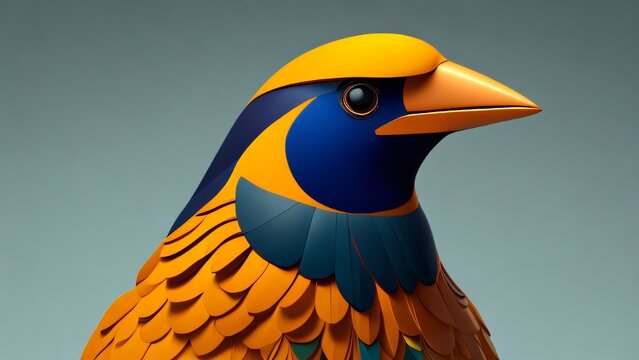 Um p&aacute;ssaro colorido no estilo de Tarsila do Amaral