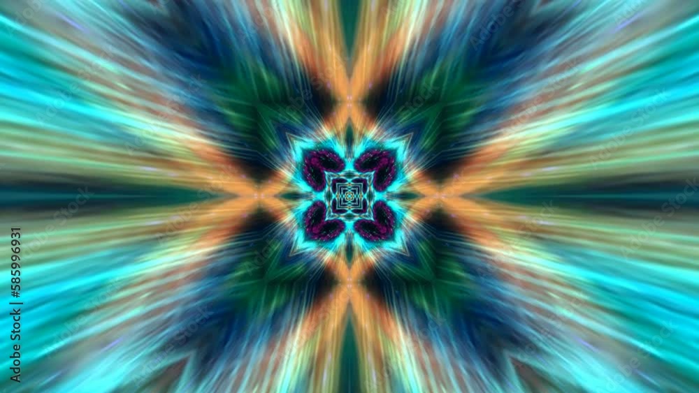 Wall mural abstract loop animation with colorful fractal pattern movements