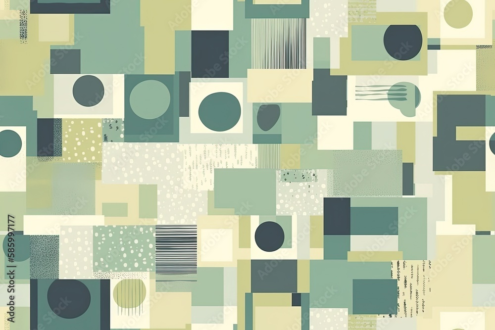 Poster abstract geometric pattern with squares and circles created with generative ai technology