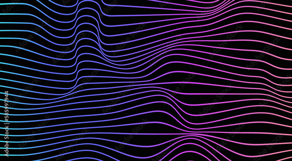 Aufkleber Retrowave holographic abstract background. Warped lines in trippy, psychedelic style with glitch and liquid effect. Synthwave and vaporwave abstract background with liquid, holographic effect. Vector