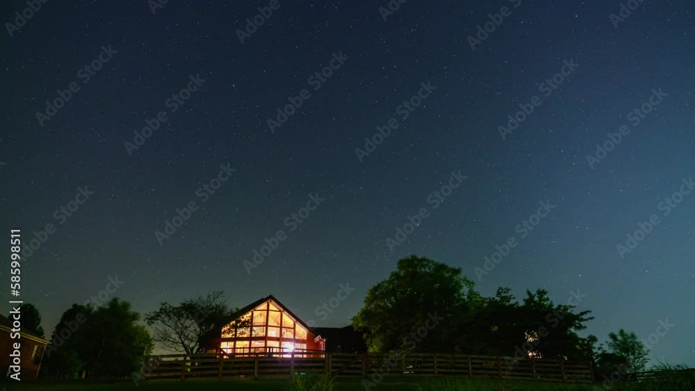 Sticker time lapse of night sky in rural kentucky