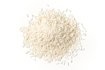 Organic glutinous rice or sticky rice isolated on white background.