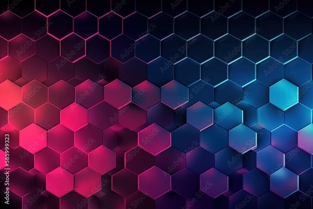 Poster vibrant hexagonal patterned background created with generative ai technology