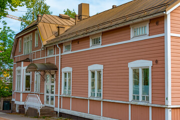 Timber houses in Finnish town Mariehamn