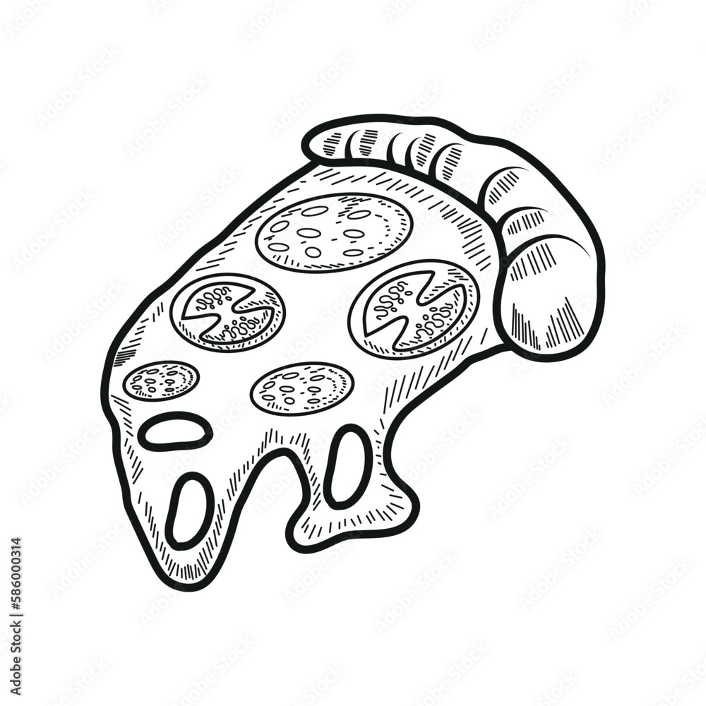 Sticker melted pizza icon