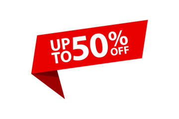 Up to 50% off discount tag