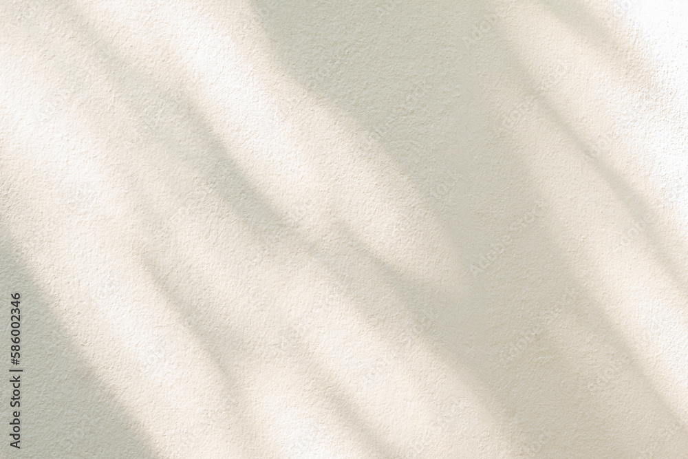 Aufkleber Light and shadow of leaf abstract grey background. Natural shadows and sunshine diagonal refraction on white concrete wall texture. Shadow overlay effect for foliage mockup, banner graphic layout