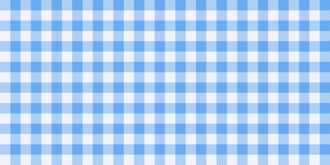Gingham seamless pattern. Light blue and white vichy background texture. Checked tweed plaid repeating wallpaper. Fabric design. Vector 