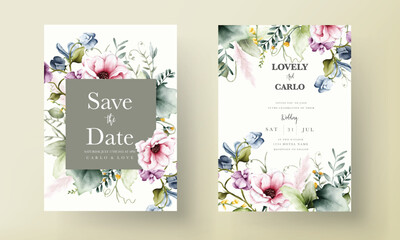 luxury invitation template with floral watercolor