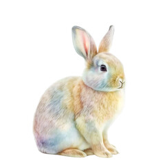 Watercolor white rabbit isolated on white. Generative Ai