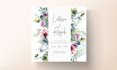 luxury invitation template with floral watercolor