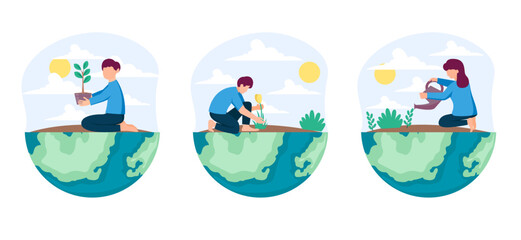 Earth Day Flat Bundle Design Illustration